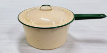 Load image into Gallery viewer, Vintage Yellow &amp; Green Enamelware Saucepan with Lid
