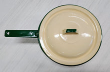 Load image into Gallery viewer, Vintage Yellow &amp; Green Enamelware Saucepan with Lid

