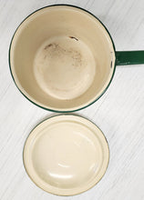 Load image into Gallery viewer, Vintage Yellow &amp; Green Enamelware Saucepan with Lid
