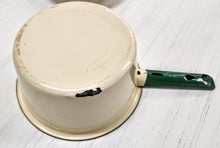 Load image into Gallery viewer, Vintage Yellow &amp; Green Enamelware Saucepan with Lid

