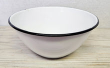 Load image into Gallery viewer, Vintage White &amp; Black Enamelware Mixing Bowl with Measurements
