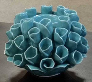 NEW Faux Coral Candle Holder - Aqua 146-43211-0
