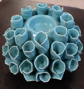 NEW Faux Coral Candle Holder - Aqua 146-43211-0