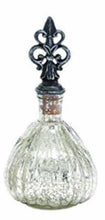 Load image into Gallery viewer, 8" Fluted Decorative Mercury Glass Bottle with Fleur De Lis Topper 39912
