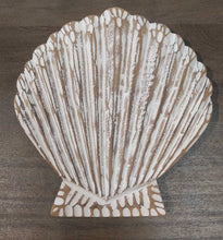 Load image into Gallery viewer, NEW 9" White Wood Clam Shell Wall Decor 32219w-5

