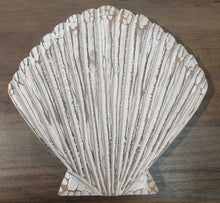 Load image into Gallery viewer, NEW 12" White Wood Clam Shell Wall Decor 32219w-1
