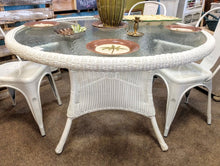 Load image into Gallery viewer, NEW 48&quot; Round White Outdoor Wicker Dining Table
