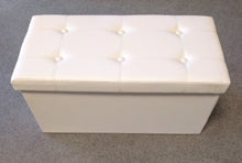 Load image into Gallery viewer, NEW 30&quot; x 15&quot; Ivory Leatherette Storage Ottoman
