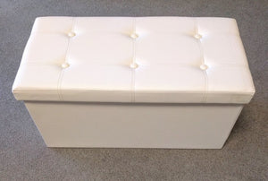 NEW 30" x 15" Ivory Leatherette Storage Ottoman