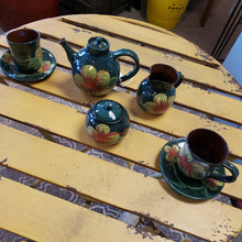 Load image into Gallery viewer, 9 PC Green Pottery Tea Set
