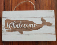 Load image into Gallery viewer, NEW Whalecome Whitewash 6x3.5 Wood Mini Decorative Plaque
