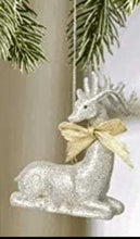 Load image into Gallery viewer, NEW Glitter Reindeer Ornament - Sitting
