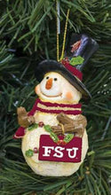 Load image into Gallery viewer, NEW Florida State University Snowman Ornament 83690a - Black Hat
