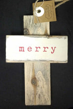 Load image into Gallery viewer, NEW 6" Wood Cross Ornament - MERRY 46700035M
