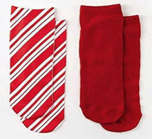 Load image into Gallery viewer, NEW Mistle Toes 2-Pairs of Socks in Candy Design Gift Case - Striped/Red
