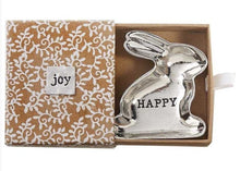 Load image into Gallery viewer, NEW Mini Metal Bunny Trinket Dish w Gift Box - Happy / Joy
