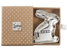 Load image into Gallery viewer, NEW Mini Metal Bunny Trinket Dish w Gift Box - Love / XOXO
