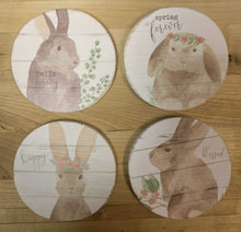 Load image into Gallery viewer, NEW 4-Piece SET Wood Slat Bunny Coasters 42500060
