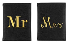 Load image into Gallery viewer, NEW Mr &amp; Mrs Black Passport Holder Set
