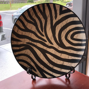 20" Decorative Zebra Print Plate w/ Stand