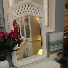Load image into Gallery viewer, NEW 27&quot;x43&quot; Sandy Beach Arched White Wicker Mirror
