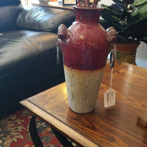 Ceramic & Iron Lion Head Vase