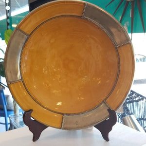 13" Clay Bowl w/ Metal Accents - Made in Morocco