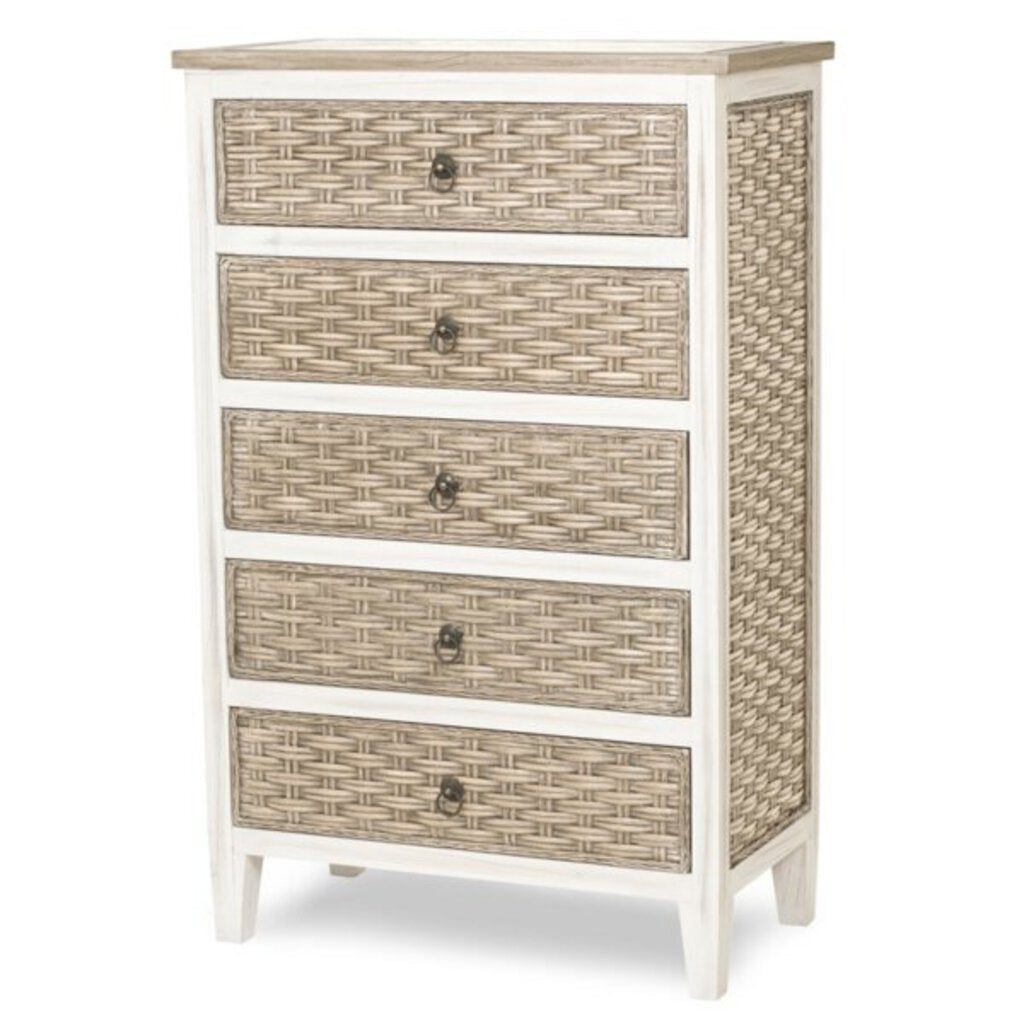 NEW Sea Breeze 5 Drawer Chest - Taupe & Whitewash *NS