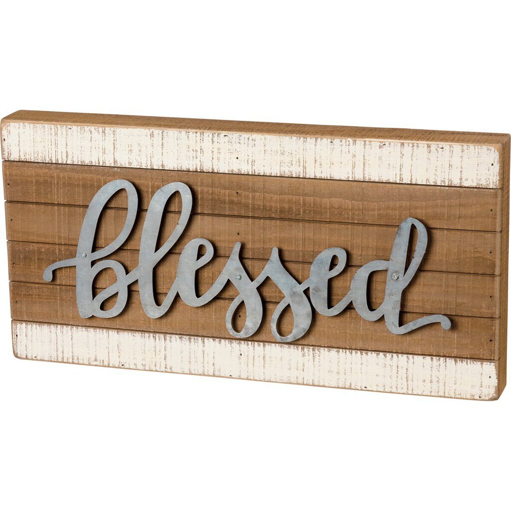 NEW Slat Box Sign - Blessed - 39353