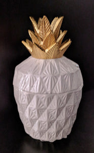 NEW 7" White Metal Pineapple Jar