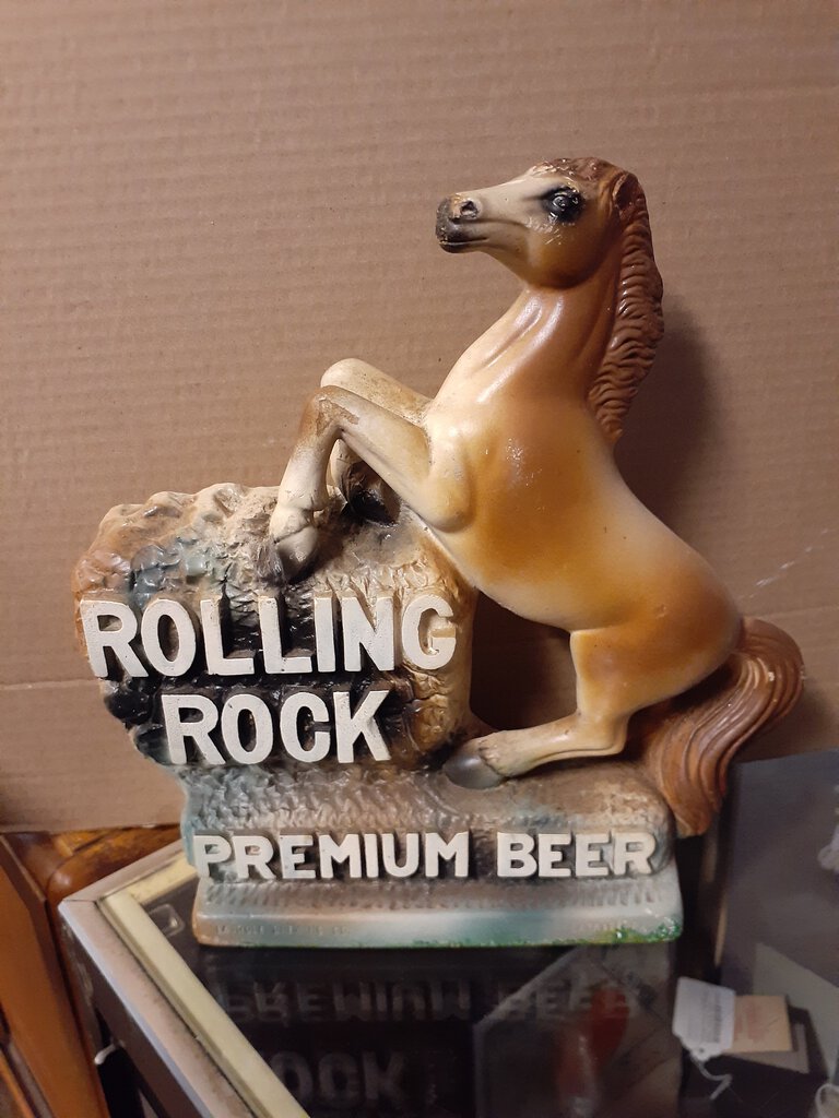 Vintage Rolling Rock Advert. Horse Plaque