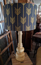 Load image into Gallery viewer, NEW 28&quot; Wood Table Lamp with Black &amp; Gold Arrow Shade
