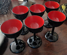 Load image into Gallery viewer, Vintage 4 PC Set: Bembo Okinawa Black and Red Lacquer Cups
