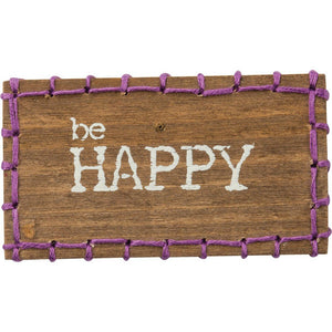 NEW Stitched Block Magnet - Be Happy - 34009