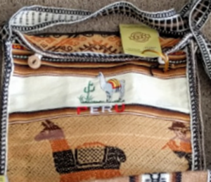 NEW Peruvian Handbag - Tan, White, "PERU", Alpaca