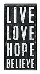 NEW Box Sign - Live Love Hope - 24356