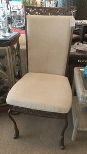 Pair Upholstered Metal Chairs