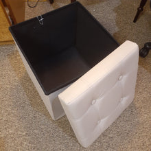 Load image into Gallery viewer, NEW 14.5&quot; x 14.5&quot; Taupe Leatherette Storage Ottoman
