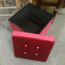 Load image into Gallery viewer, NEW 14.5&quot; x 14.5&quot; Red Microfiber Storage Ottoman
