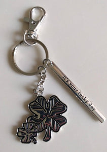 NEW Key Ring with Charms - Four Leaf Clovers