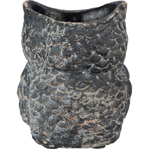 NEW Cement Owl Planter - Sm Dk Gray - 38936a