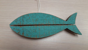NEW Pallet Wood Fish - Teal - 34511c