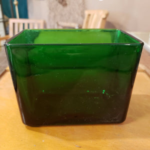 VINTAGE Emerald Green Glass Rectangular Vase - Napco 1164