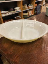 Load image into Gallery viewer, Vintage Glasbake J-239 Yellow Divided Oval Casserole Dish

