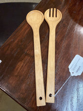 Load image into Gallery viewer, 2 PC Set: Wood Serving Utensils, Fork and Spoon
