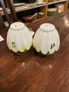 White and Green Salt and Pepper Shakers