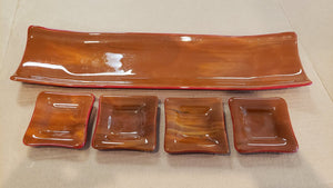 Set of 5 - Sushi Dish and Four Sauce Dishes