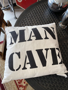 17" Black and White "Man Cave" Pillow, some wear