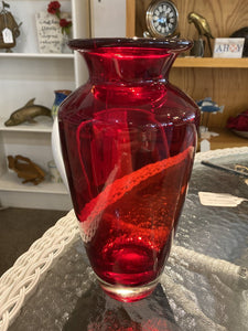10" Red Glass Vase