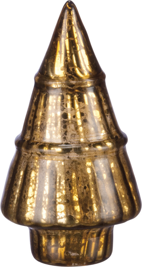 *NEW Small Goldtone Mercury Glass Ornament - Retro Tree - 36123